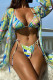 Green Print Bandage Patchwork 3 Piece Sets