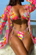 Rose Red Print Bandage Patchwork 3 Piece Sets