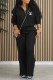 Black Casual Street Print Letter Zipper Collar Long Sleeve Two Pieces