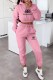 Pink Casual Print Letter Hooded Collar Long Sleeve Two Pieces