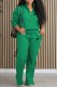 Green Casual Print Letter Zipper Collar Long Sleeve Two Pieces