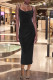 Black Casual Solid Patchwork Spaghetti Strap Long Dress Dresses