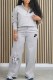 Grey Casual Print Letter Zipper Collar Long Sleeve Two Pieces