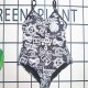 Black Sexy Print Backless Letter Swimwears