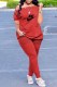 Red Casual Print Letter Off the Shoulder Short Sleeve Two Pieces