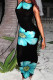 Black Elegant Print Patchwork O Neck Long Dress Dresses