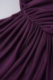 Black Elegant Solid Patchwork Fold O Neck Pencil Skirt Dresses