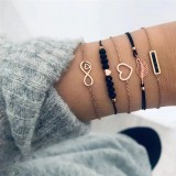 Black Casual Color Block Patchwork Bracelets