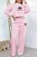 Pink Casual Simplicity Print Letter O Neck Long Sleeve Two Pieces