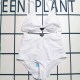 White Sexy Simplicity Letter Patchwork Swimwears