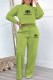 Green Casual Simplicity Print Letter O Neck Long Sleeve Two Pieces