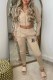 Khaki Casual Simplicity Print Letter Hooded Collar Long Sleeve Two Pieces