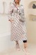 Apricot Elegant Print Letter Turndown Collar Outerwear