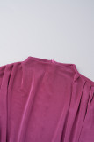 Fuchsia Elegant Solid Patchwork O Neck Regular Jumpsuits