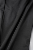 Black Sexy Solid Hollowed Out Patchwork Skinny High Waist Pencil Solid Color Bottoms