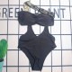 Black Sexy Simplicity Figure Geometric Hollowed Out Patchwork Swimwears
