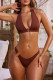 Dark Brown Sexy Solid Patchwork Swimwears