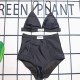 Black Sexy Simplicity Letter Patchwork Swimwears