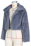 Color Blue Casual Solid Patchwork Turndown Collar Outerwear