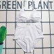 White Sexy Simplicity Letter Patchwork Swimwears