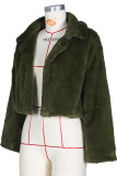 Army Green Casual Solid Patchwork Turndown Collar Outerwear