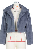 Color Blue Casual Solid Patchwork Turndown Collar Outerwear