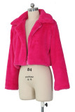 Pink Casual Solid Patchwork Turndown Collar Outerwear