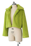 Apple Green Casual Solid Patchwork Turndown Collar Outerwear