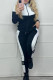 Black And White Elegant Letter Embroidered Patchwork Zipper Collar Long Sleeve Two Pieces