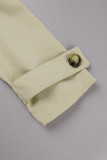 Khaki Street Solid Bandage Patchwork Buckle Turndown Collar Outerwear