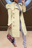 Sky Blue Street Solid Bandage Patchwork Buckle Turndown Collar Outerwear