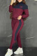 Burgundy Elegant Letter Embroidered Patchwork Zipper Collar Long Sleeve Two Pieces