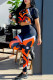 Orange Elegant Print Patchwork Letter O Neck Short Sleeve Two Pieces