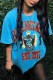Sky Blue Street Print Letter O Neck T-Shirts