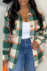 Green Casual Print Letter Turndown Collar Tops