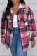 Rose Red Casual Print Letter Turndown Collar Tops