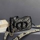 Black Gray Street Daily Letter Chains Zipper Bags