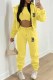 Yellow Casual Print Letter Hooded Collar Long Sleeve Three Pieces
