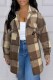 Dark Brown Casual Print Letter Turndown Collar Tops