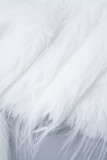 White Sexy Solid Patchwork fur Cardigan Collar Outerwear