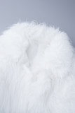 White Sexy Solid Patchwork fur Cardigan Collar Outerwear