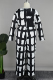 Black Elegant Print Bandage Patchwork V Neck Plus Size Jumpsuits