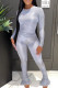White Casual Print Patchwork O Neck Long Sleeve Two Pieces