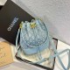 Sky Blue Street Patchwork Draw String Bags