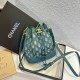 Cyan Green Street Patchwork Draw String Bags