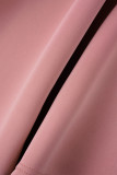 Pink Celebrities Solid Patchwork With Belt O Neck A Line Dresses（Belt Included）