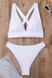 White Sportswear Solid Patchwork Swimwears(With Paddings)