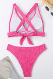 Pink Sportswear Solid Patchwork Swimwears(With Paddings)