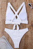 White Sportswear Solid Patchwork Swimwears(With Paddings)