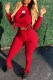 Red Casual Print Letter O Neck Long Sleeve Two Pieces